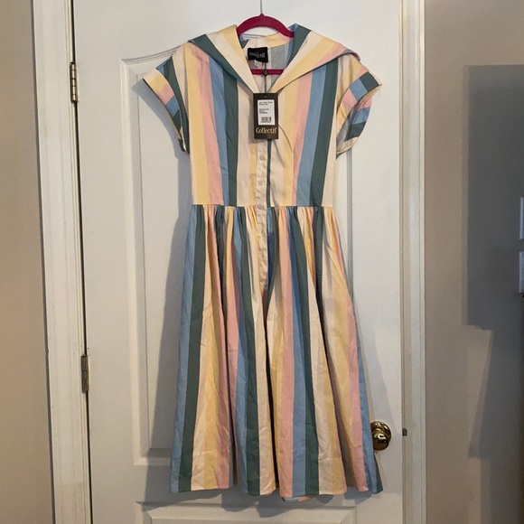 Collectif Dresses & Skirts - Collectif Judy Teacup Strip Dress